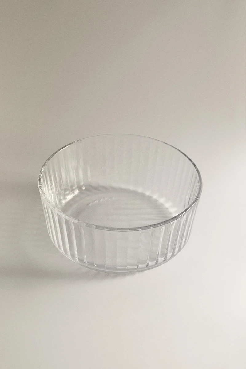 RAISED WAVY DESIGN GLASS BOWL