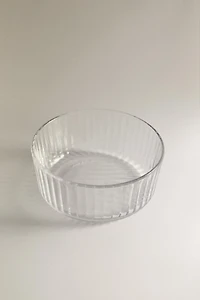 RAISED WAVY DESIGN GLASS BOWL