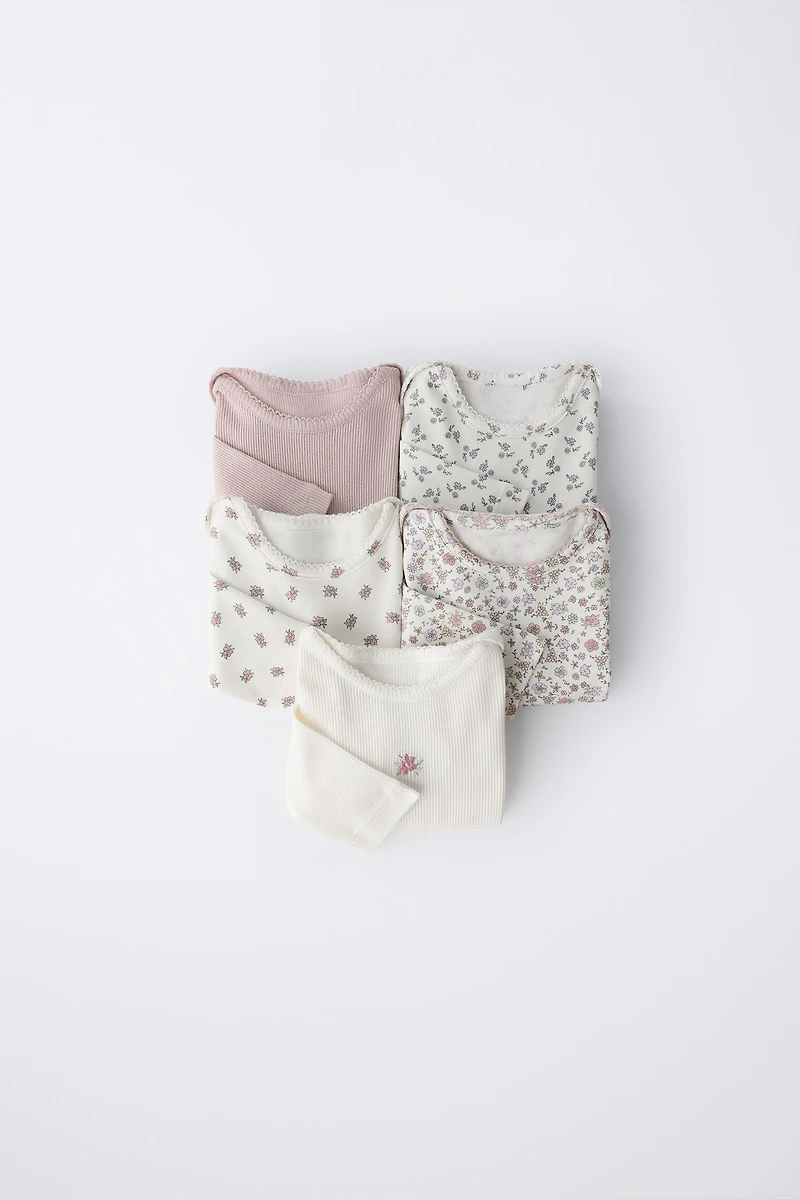 FIVE-PACK OF FLORAL BODYSUITS
