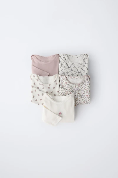 FIVE-PACK OF FLORAL BODYSUITS