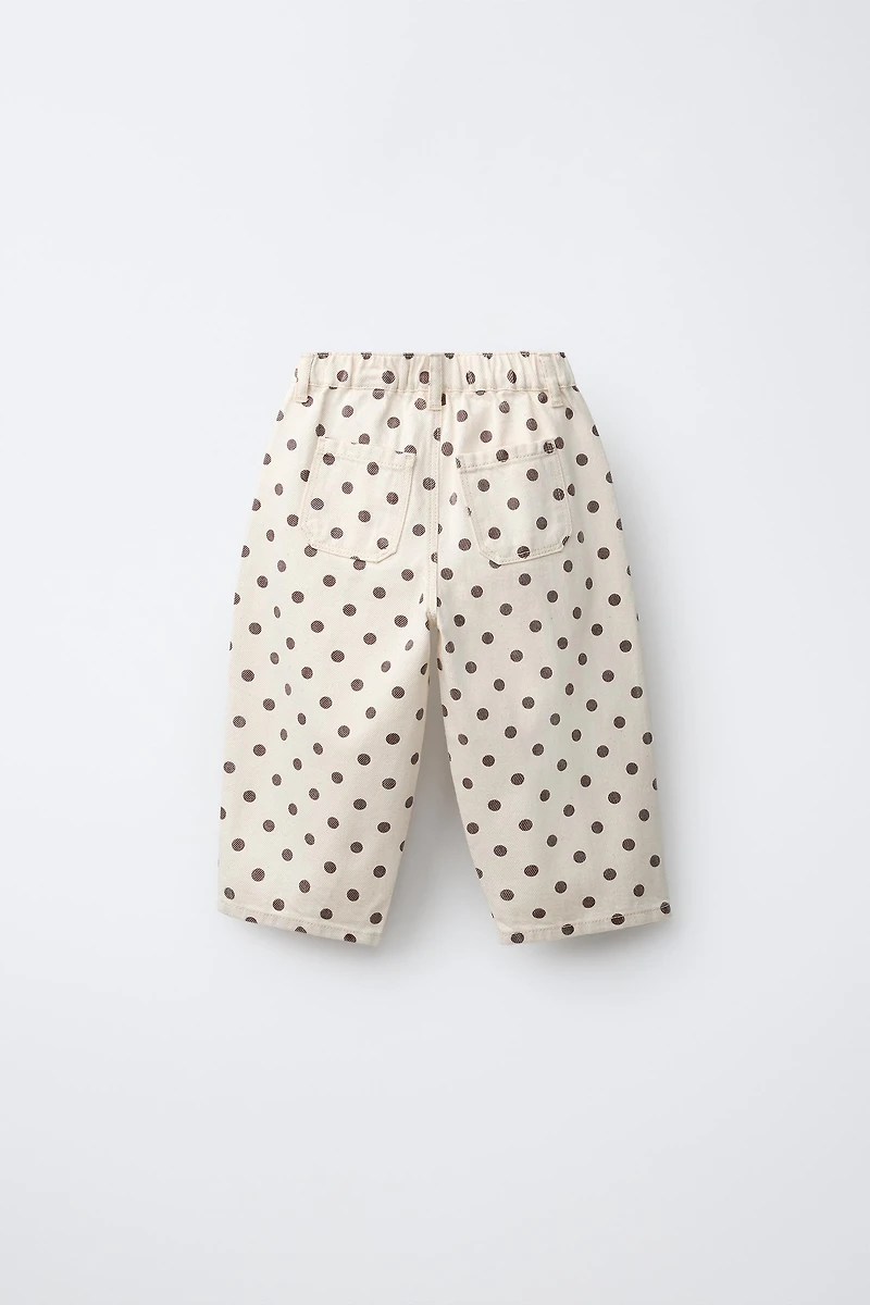 POLKA DOT BARREL TWILL PANTS