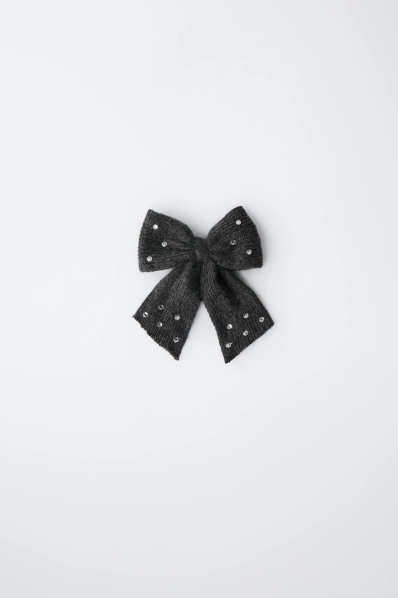 CHOUCHOU BARRETTE NŒUD EN MAILLE ET STRASS