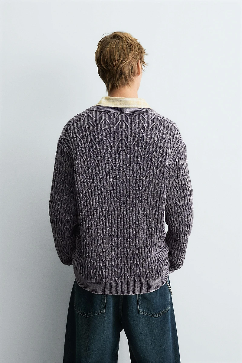 GEOMETRIC JACQUARD KNIT POLO SHIRT