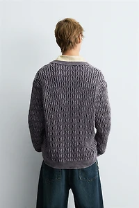 GEOMETRIC JACQUARD KNIT POLO SHIRT