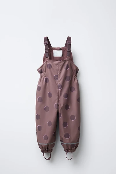 WATER RESISTANT POLKA DOT RUBBERIZED OVERALLS