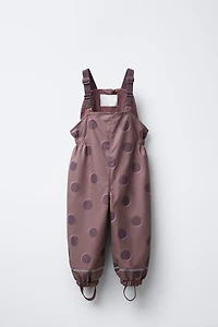 WATER RESISTANT POLKA DOT RUBBERIZED OVERALLS