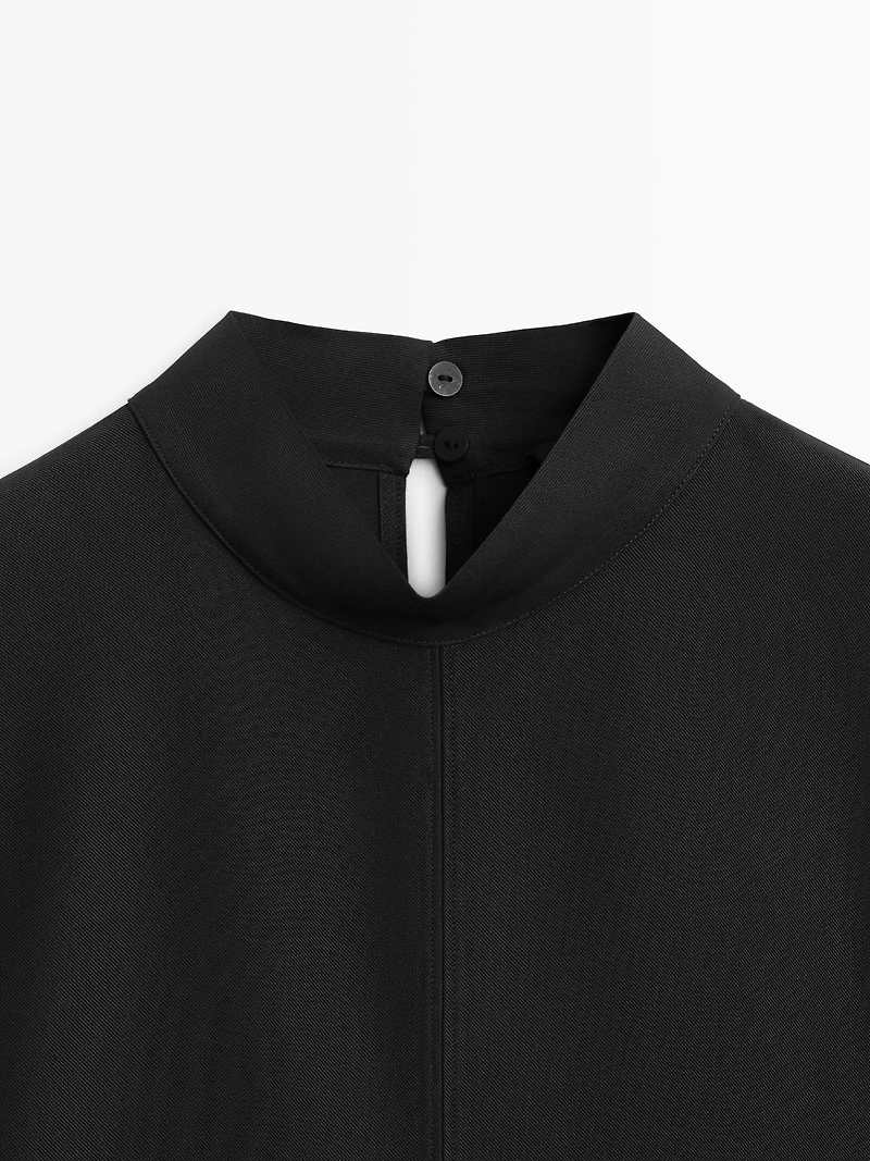 Mock turtleneck shirt with tie details