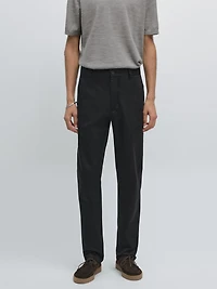 Cotton blend slim fit trousers