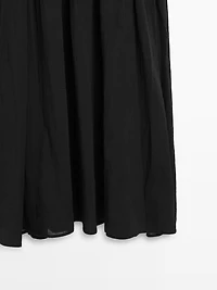 Long contrast short-sleeve dress