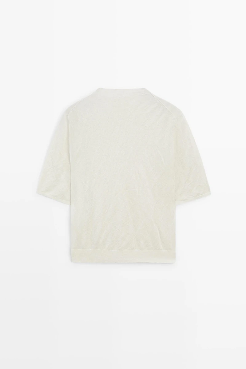Short sleeve fine knit sweater - STUDIO