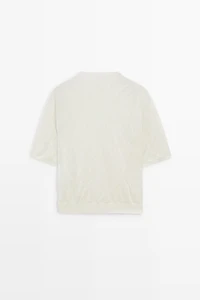 Short sleeve fine knit sweater - STUDIO