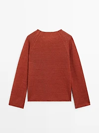 100% linen knit crew neck sweater