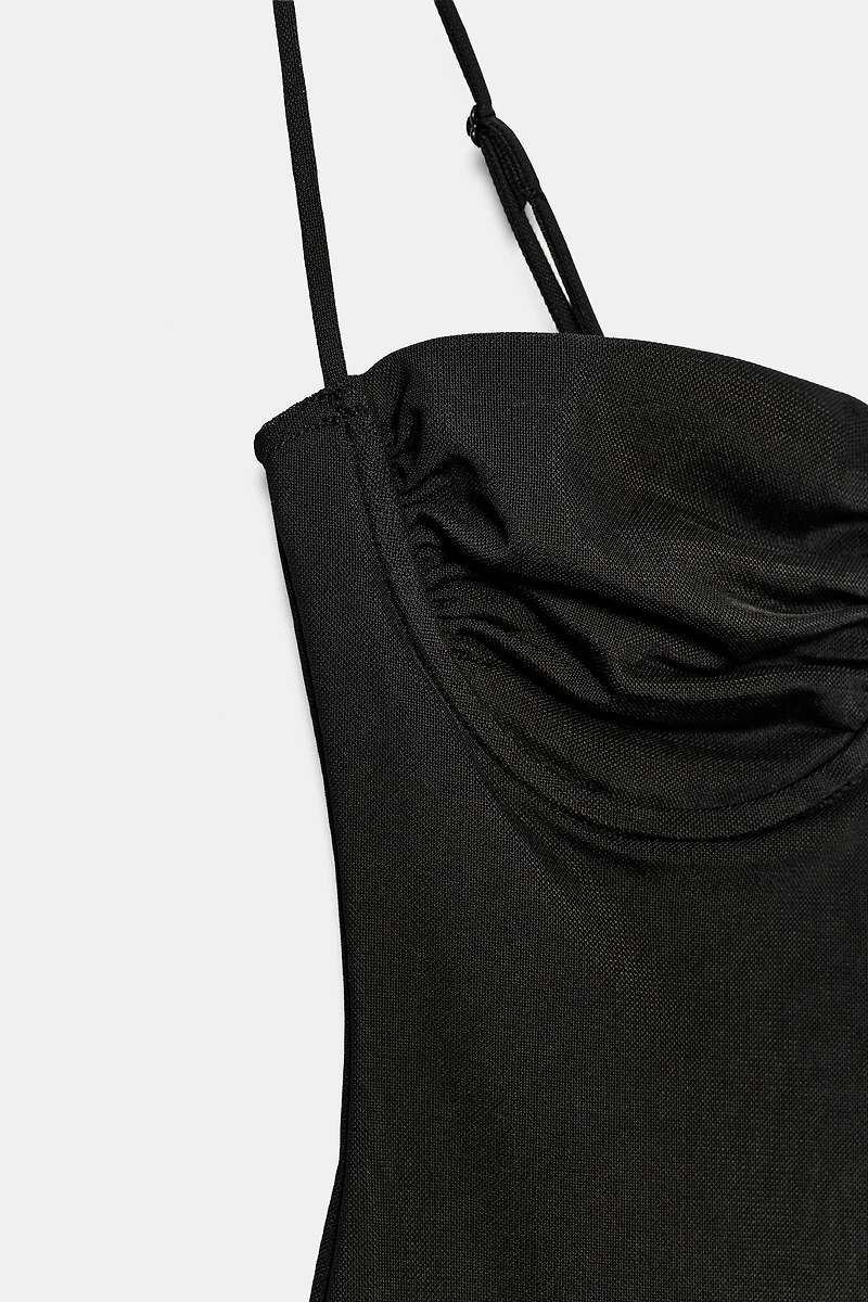 RUCHED TULLE BODYSUIT