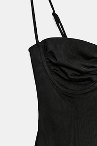 RUCHED TULLE BODYSUIT