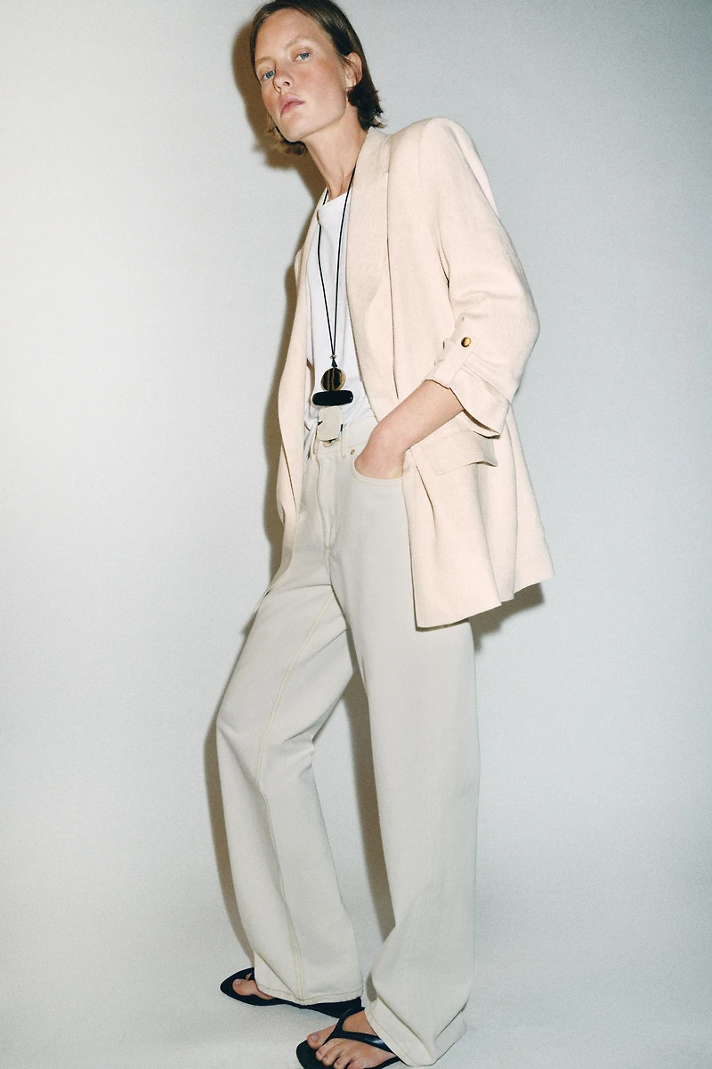 OPEN BLAZER WITH ROLLED-UP SLEEVES
