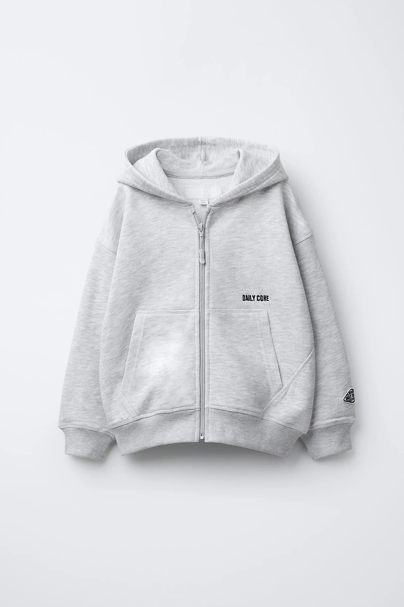 EMBROIDERED TEXT HOODED SWEATSHIRT