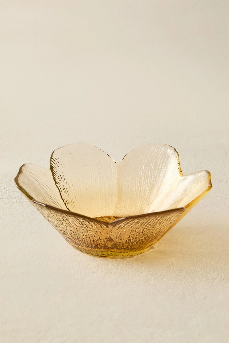 GLASS BOWL WITH RAISED FLORAL DESIGN