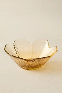 GLASS BOWL WITH RAISED FLORAL DESIGN