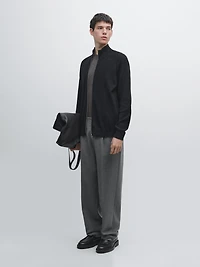 Knit cotton blend cardigan with raglan sleeves