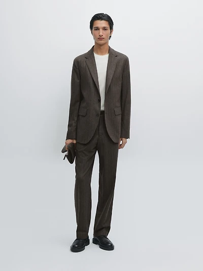 Striped wool blend suit blazer