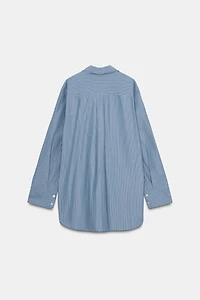 CHEMISE EN POPELINE RAYÉE COL BAS