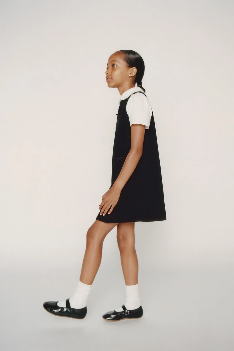 BOW PINAFORE DRESS
