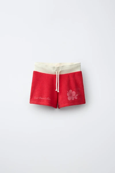 HIBISCUS TOWEL EFFECT SHORTS