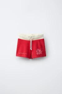 HIBISCUS TOWEL EFFECT SHORTS