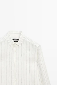 100% linen regular fit striped shirt