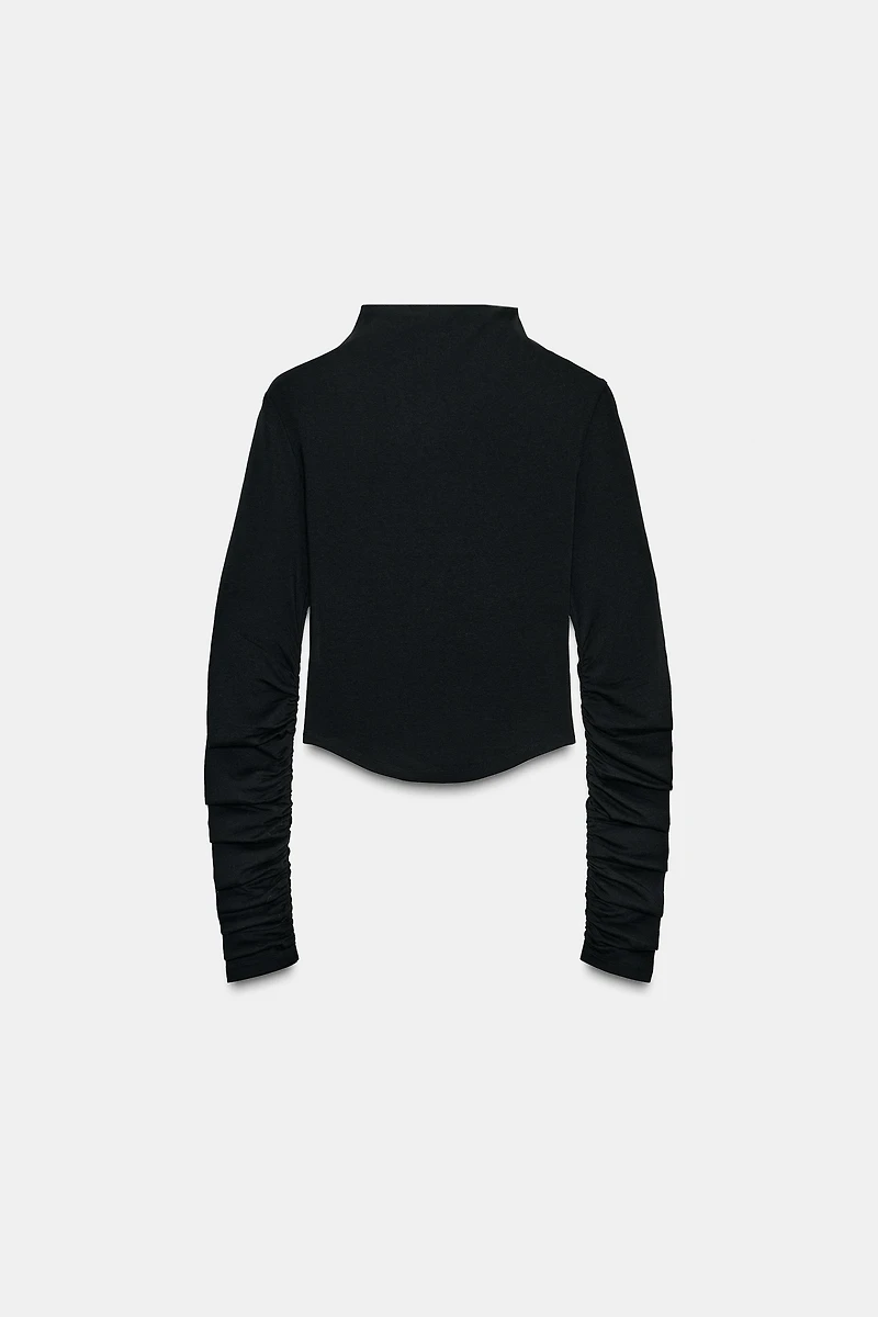 COTTON MODAL RUCHED T-SHIRT