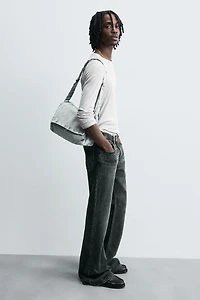 WASHED-EFFECT DENIM CROSSBODY BAG