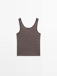 Striped strappy linen top