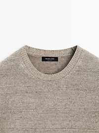 Striped knit crew neck sweater