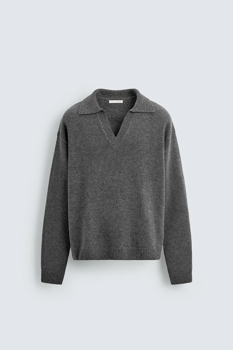 WOOL - CASHMERE KNIT POLO SHIRT