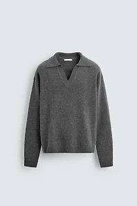 WOOL - CASHMERE KNIT POLO SHIRT