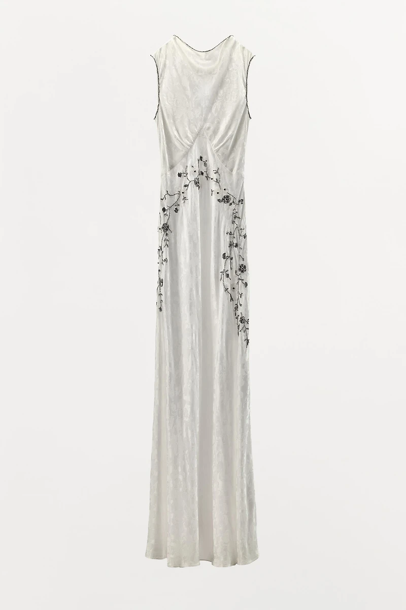 SEQUIN BEADED JACQUARD DRESS