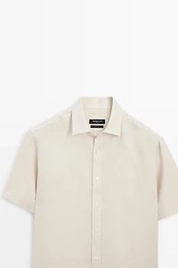 Regular fit 100% linen short sleeve shirt