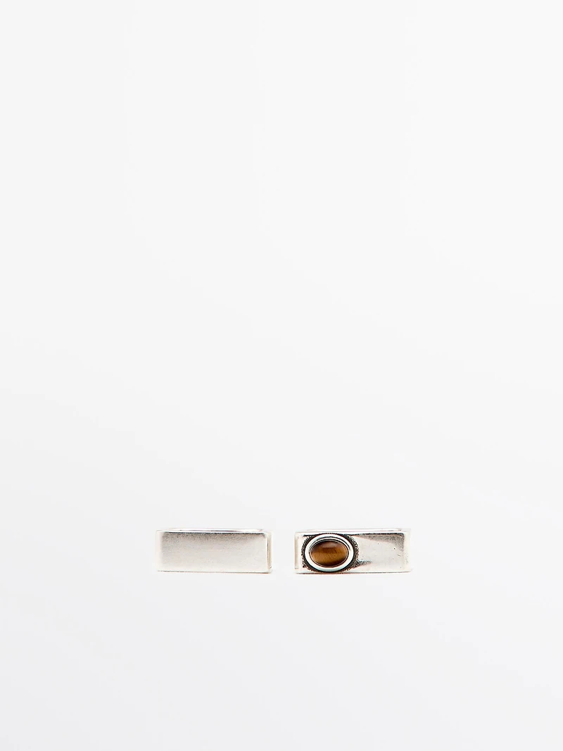 Pack of geometric stone rings