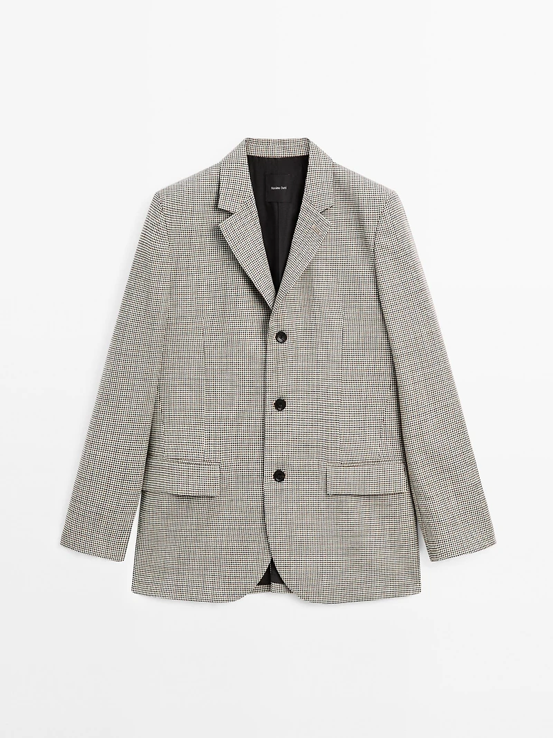 100% wool houndstooth blazer