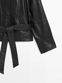 Nappa leather jacket with belt