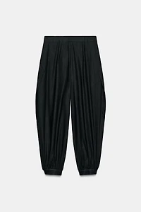 PANTALON BOUFFANT EN LIN À OUVERTURES