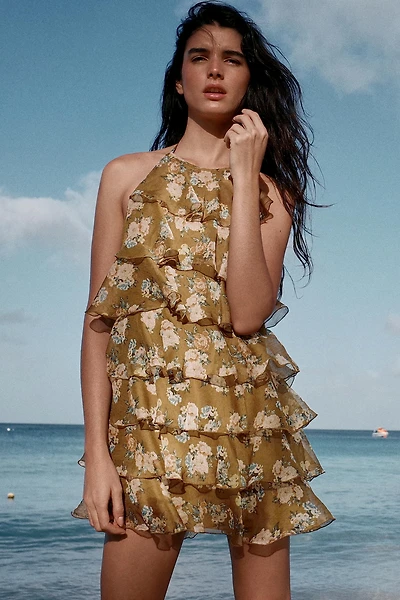 RUFFLED FLORAL DRESS