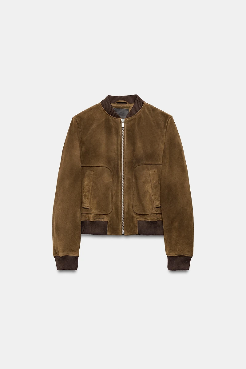 BLOUSON BOMBER EN CUIR DAIM 100 % ZW COLLECTION LIMITED EDITION