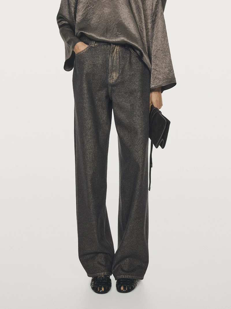 Straight-leg high-waist jeans