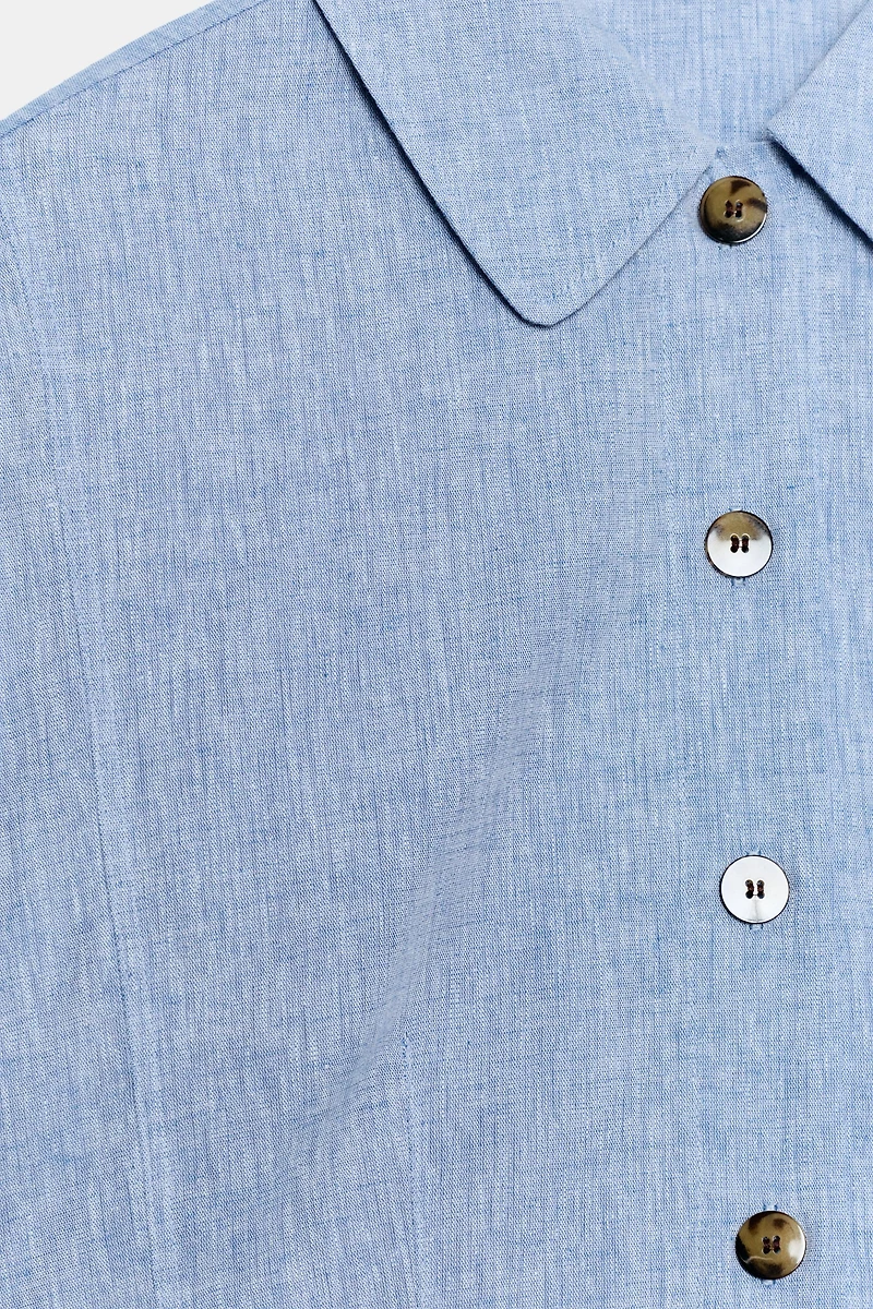 LINEN BLEND SLEEVELESS SHIRT