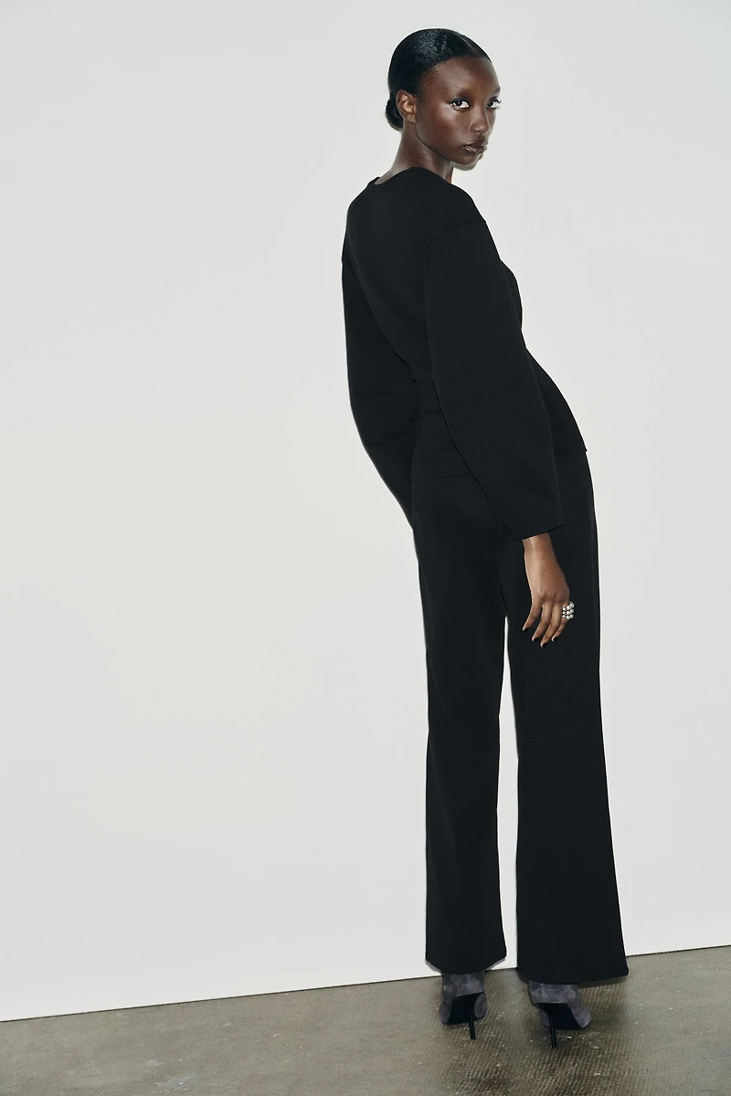 INTERLOCK WIDE LEG PANTS