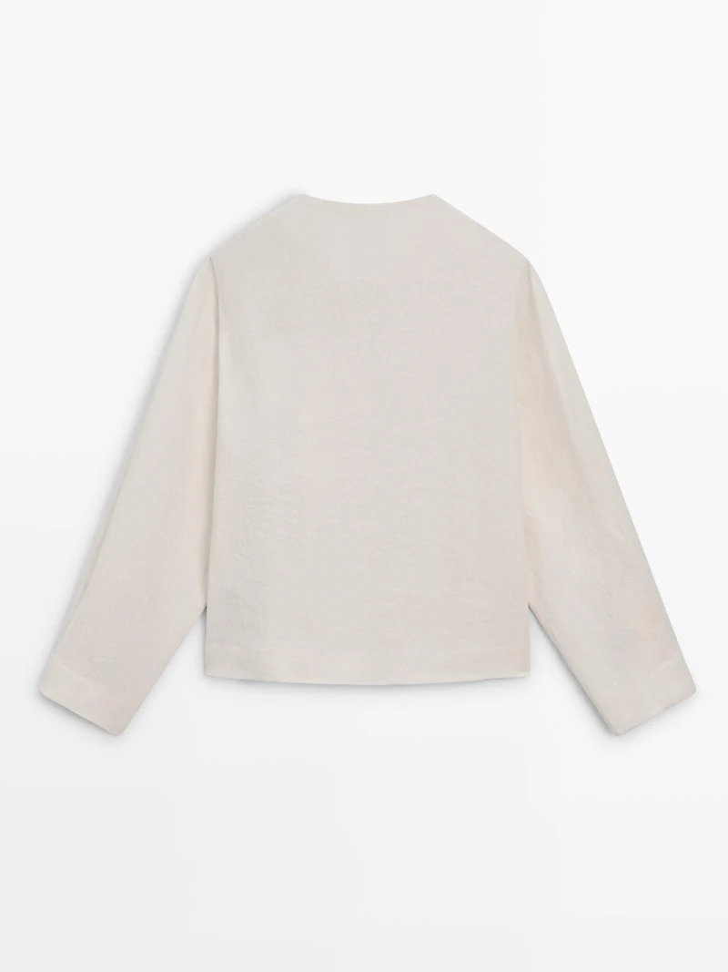 Linen overshirt with button details
