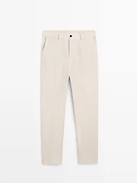 100% linen trousers with elasticated detail