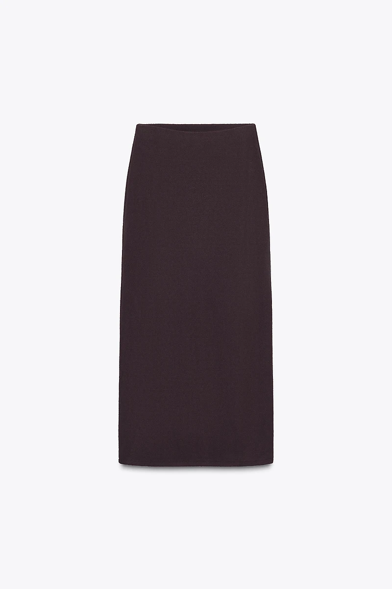 CUT-OUT KNIT MIDI SKIRT