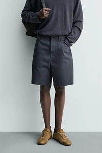 HERRINGBONE TEXTURED COTTON SHORTS